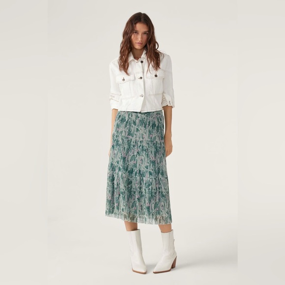 ba&sh Artistic Green and Pink Midi Skirt - Picture 6 of 9